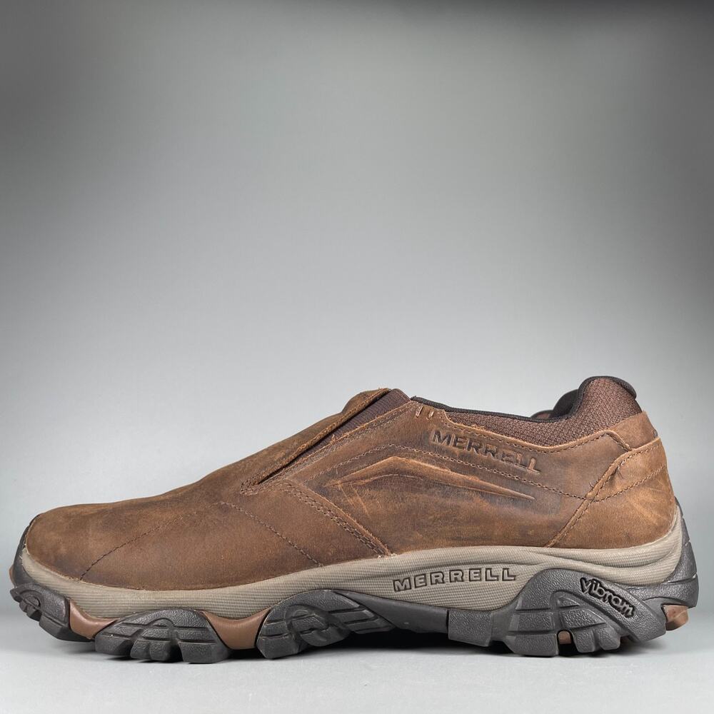 Merrell Moab Adventure Men's 13 Brown Leather Outdoor Slip On Hiking Shoe Casual